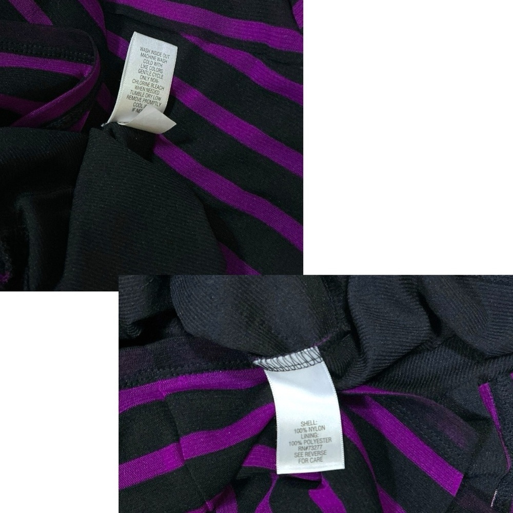 Dana Buchman Tunic Top Sheer Waterfall Layers 3/4 Sleeve Purple Black Women XL - Picture 10 of 16